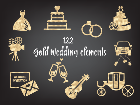 Download Gold Foil Wedding Design Elements - Foil Collection