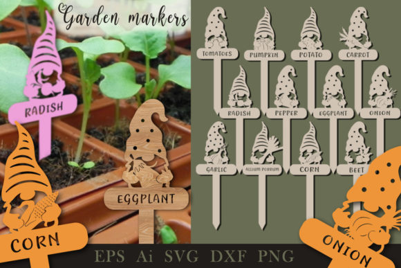 Download Garden Markers with Gnomes. SVG. - Garden markers Collection